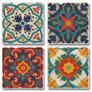 Spanish Villa Tiles Coasters, Set Of 4