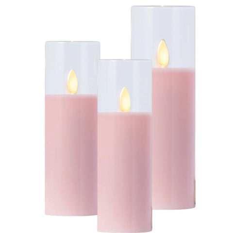 Assorted Slim Pillar Flameless Candle: Pink, INDIVIDUALLY SOLD