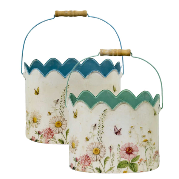 Assorted Butterflies Bucket Planter. INDIVIDUALLY SOLD
