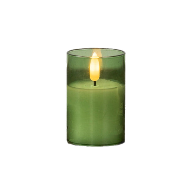 Assorted Pine Green Jar Pillar Flameless Candle, INDIVIDUALLY SOLD
