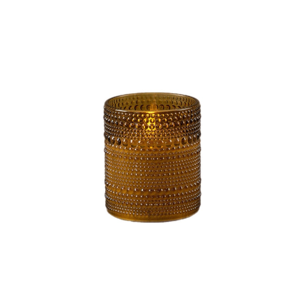 Assorted Amber Hobnail Jar Flameless Candle, INDIVIDUALLY SOLD