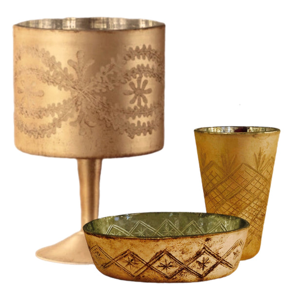 Assorted Etched Glass Vessel, INDIVIDUALLY SOLD