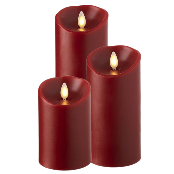 Assorted Pillar Flameless Candle: Red, INDIVIDUALLY SOLD