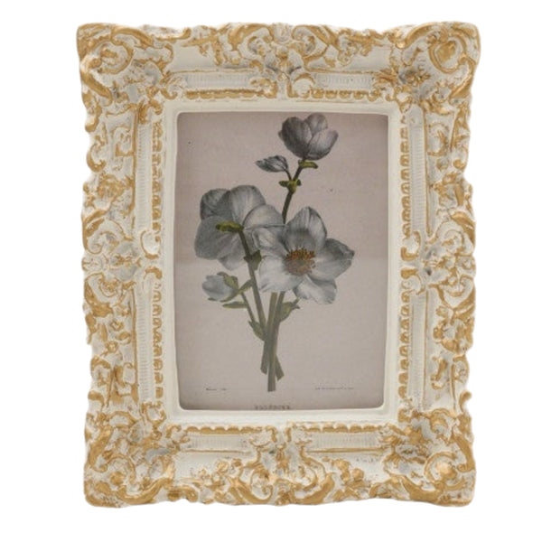 Assorted Floral Print In Cream & Gold Frame Wall Print, INDIVIDUALLY SOLD
