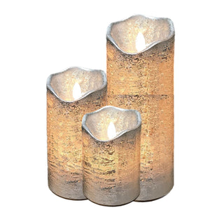 Assorted Silver Pillar Flameless Candle, INDIVIDUALLY SOLD