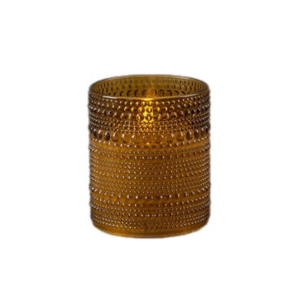 Assorted Amber Hobnail Jar Flameless Candle, INDIVIDUALLY SOLD
