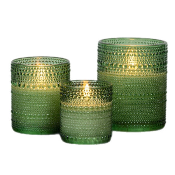 Assorted Pine Green Hobnail Jar Flameless Candle, INDIVIDUALLY SOLD