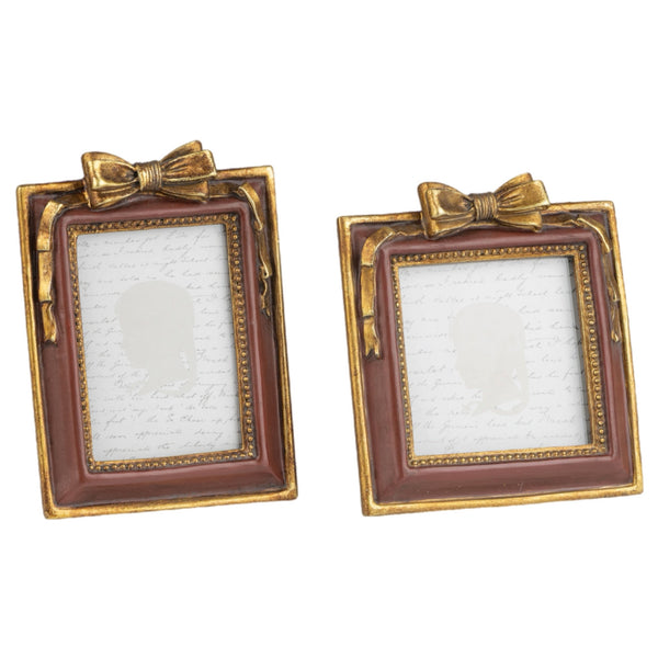 Assorted 4" X 4.5" Burgundy With Bow Photo Frame, INDIVIDUALLY SOLD