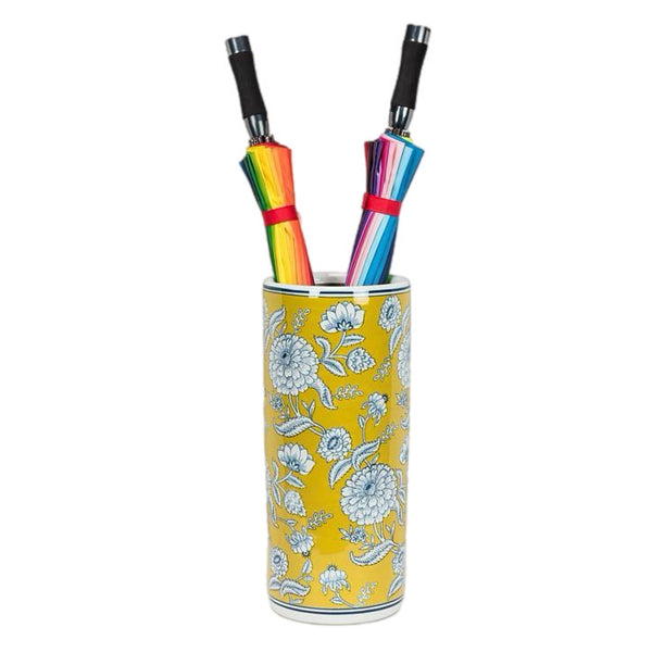 Yellow & White Floral Pattern Umbrella Holder