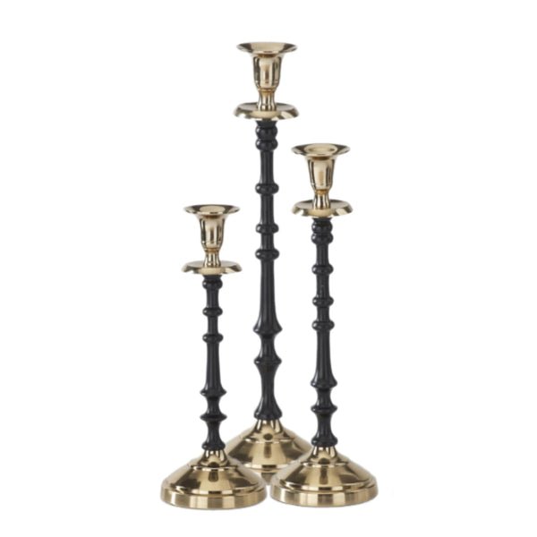 Assorted Gold & Black Taper Candle Holder, INDIVIDUALLY SOLD