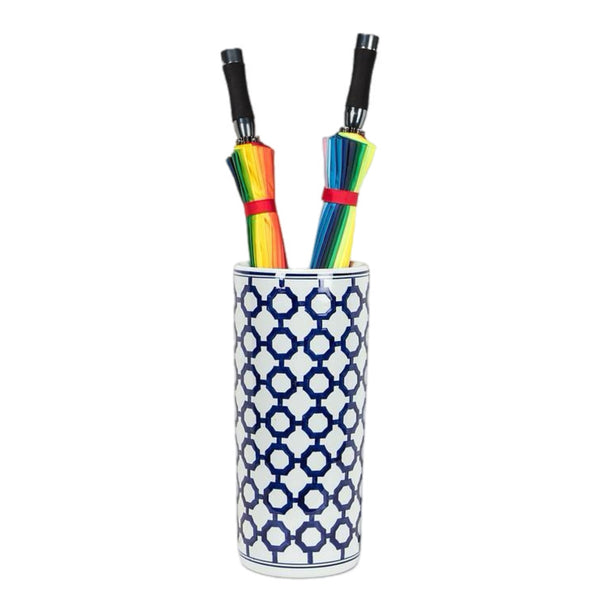 Blue & White Pattern Umbrella Holder
