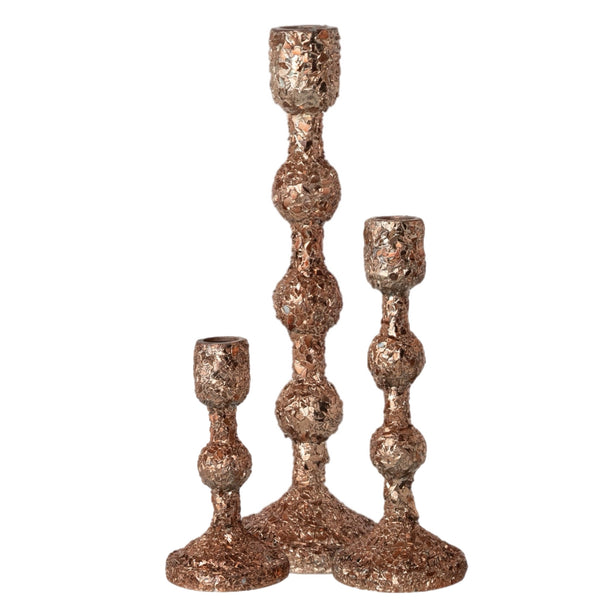 Assorted Bronze Glittered Taper Candle Holder, INDIVIDUALLY SOLD
