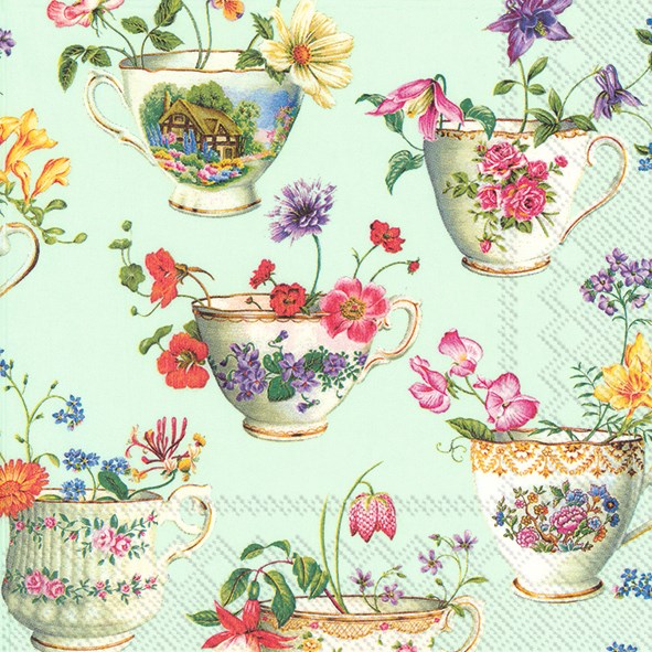 Luncheon Paper Napkin: Flower Teacups