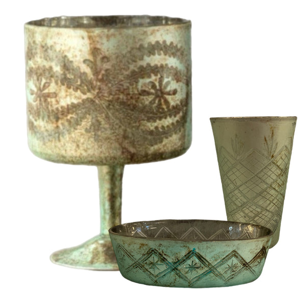 Assorted Etched Glass Vessel, INDIVIDUALLY SOLD