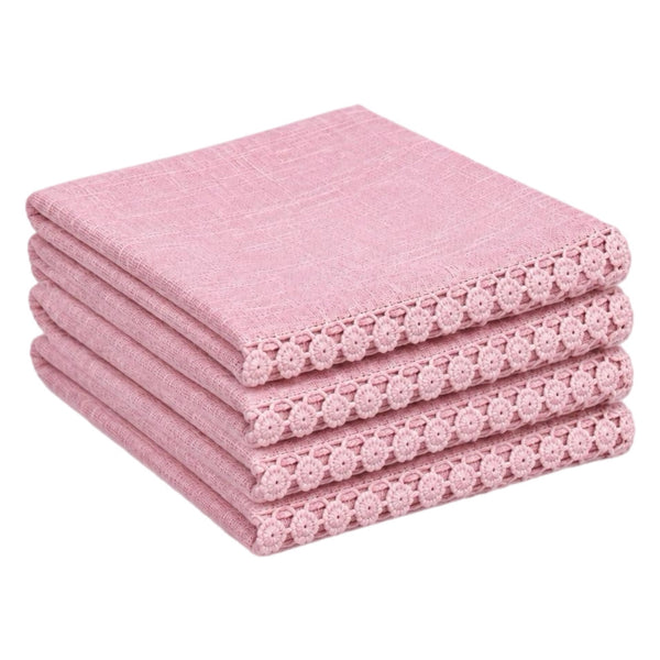 Pink Lace Linen Napkin, Set Of 4