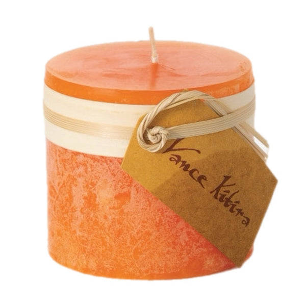 Assorted Tangerine Colour Pillar Candle, INDIVIDUALLY SOLD
