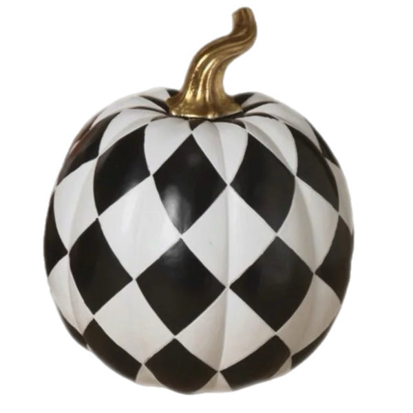 Assorted Checkered Pumpkin Figurine, INDIVIDUALLY SOLD