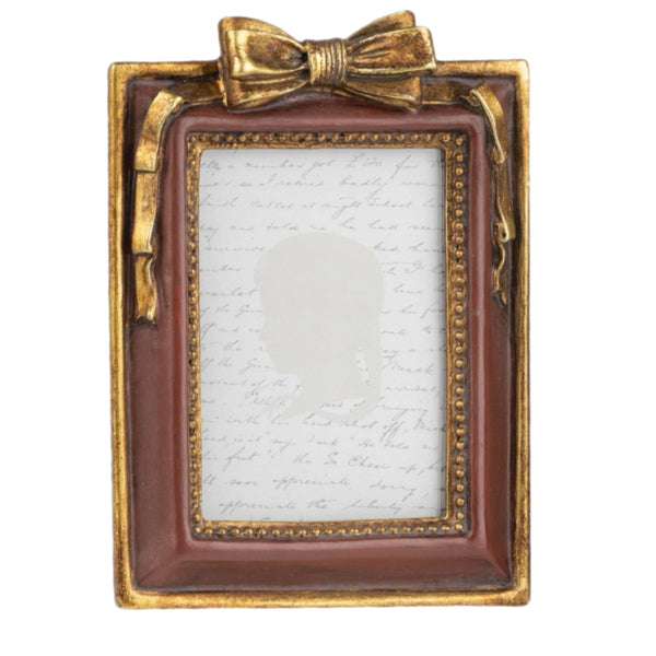 Assorted 4" X 4.5" Burgundy With Bow Photo Frame, INDIVIDUALLY SOLD