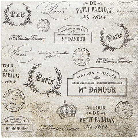Luncheon Paper Napkin: Paris Passport