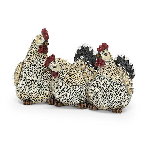 Roosters In A Row Figurine