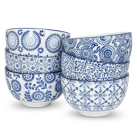 Assorted Blue Pattern Deep Bowl, INDIVIDUALLY SOLD
