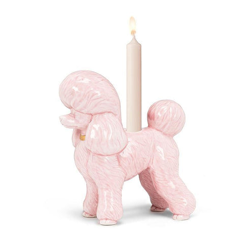 Pink Poodle Taper Candle Holder