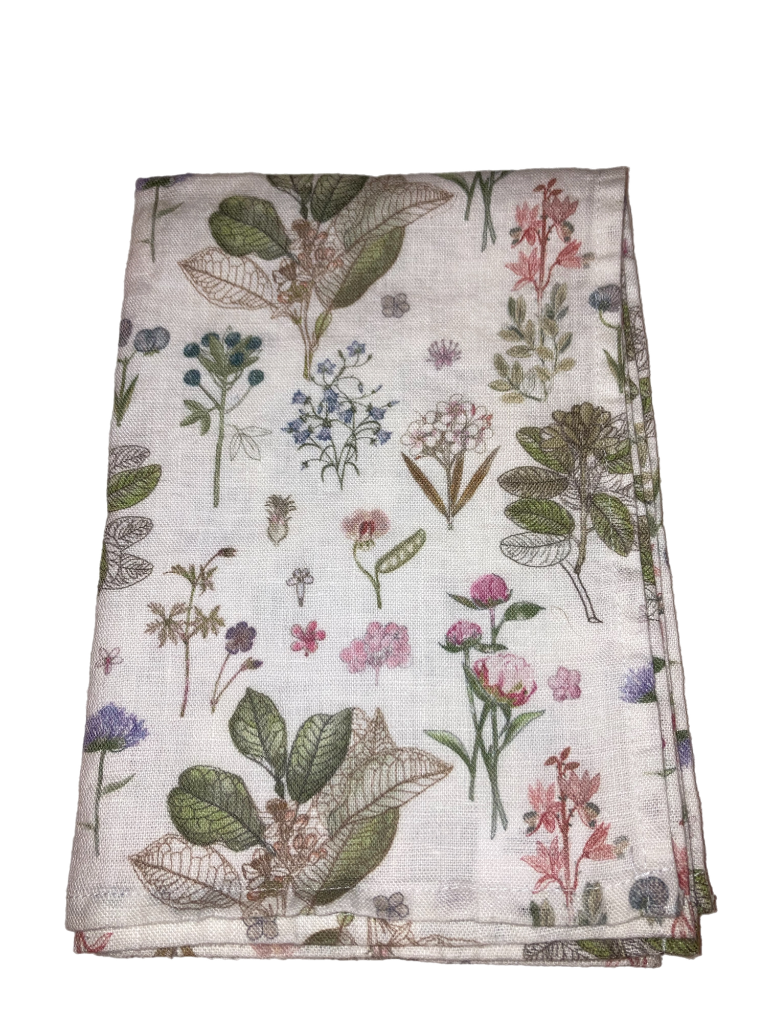 White Botany Linen Tea Towel