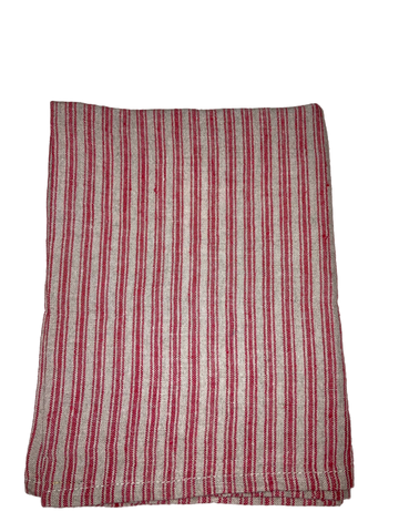 Red Stripe Linen Tea Towel