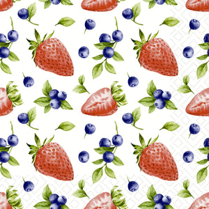 Luncheon Paper Napkin: Strawberries And Blueberries