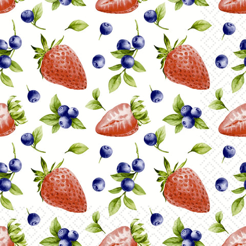 Luncheon Paper Napkin: Strawberries And Blueberries