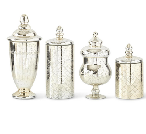 Assorted Mercury Glass Jar With Lid, INDIVIDUALLY SOLD