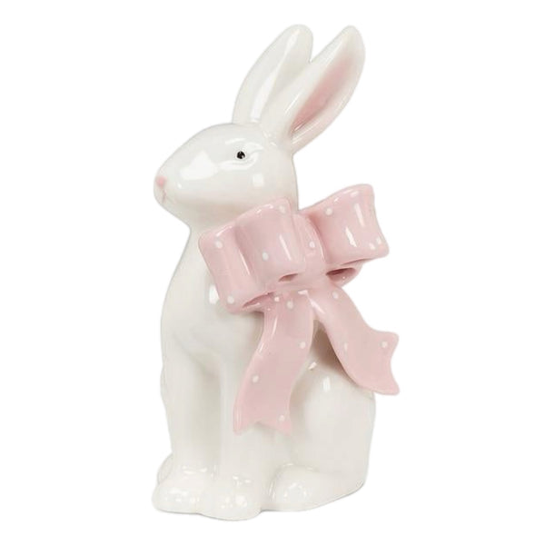 Assorted Bunny With Pink Bow Figurine, INDIVIDUALLY SOLD