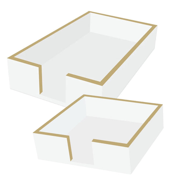 Assorted White & Gold Lacquer Napkin Holder, INDIVIDUALLY SOLD