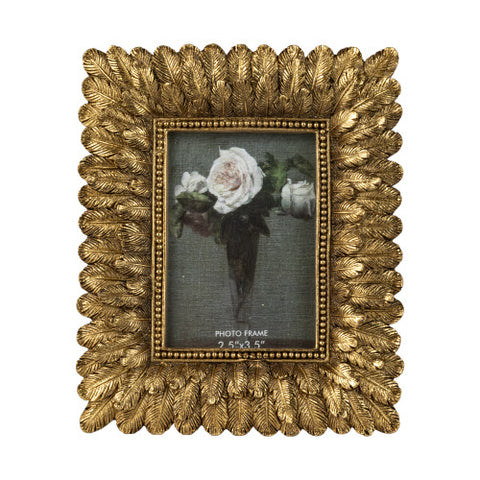 2.5" X 3.5" Gold Feather Photo Frame