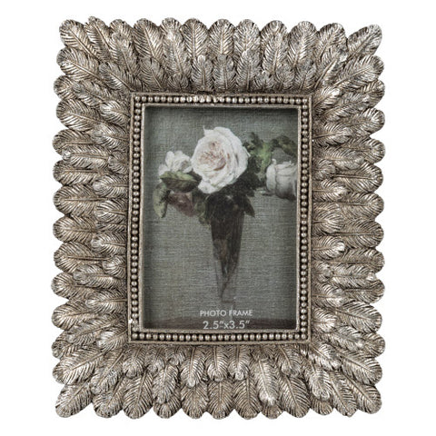 2.5" X 3.5" Silver Feather Photo Frame