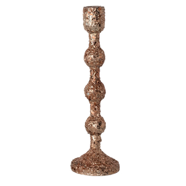 Assorted Bronze Glittered Taper Candle Holder, INDIVIDUALLY SOLD