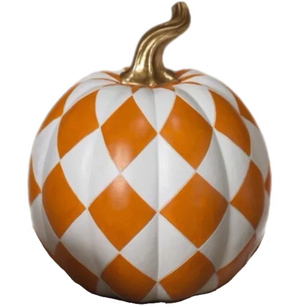 Assorted Checkered Pumpkin Figurine, INDIVIDUALLY SOLD