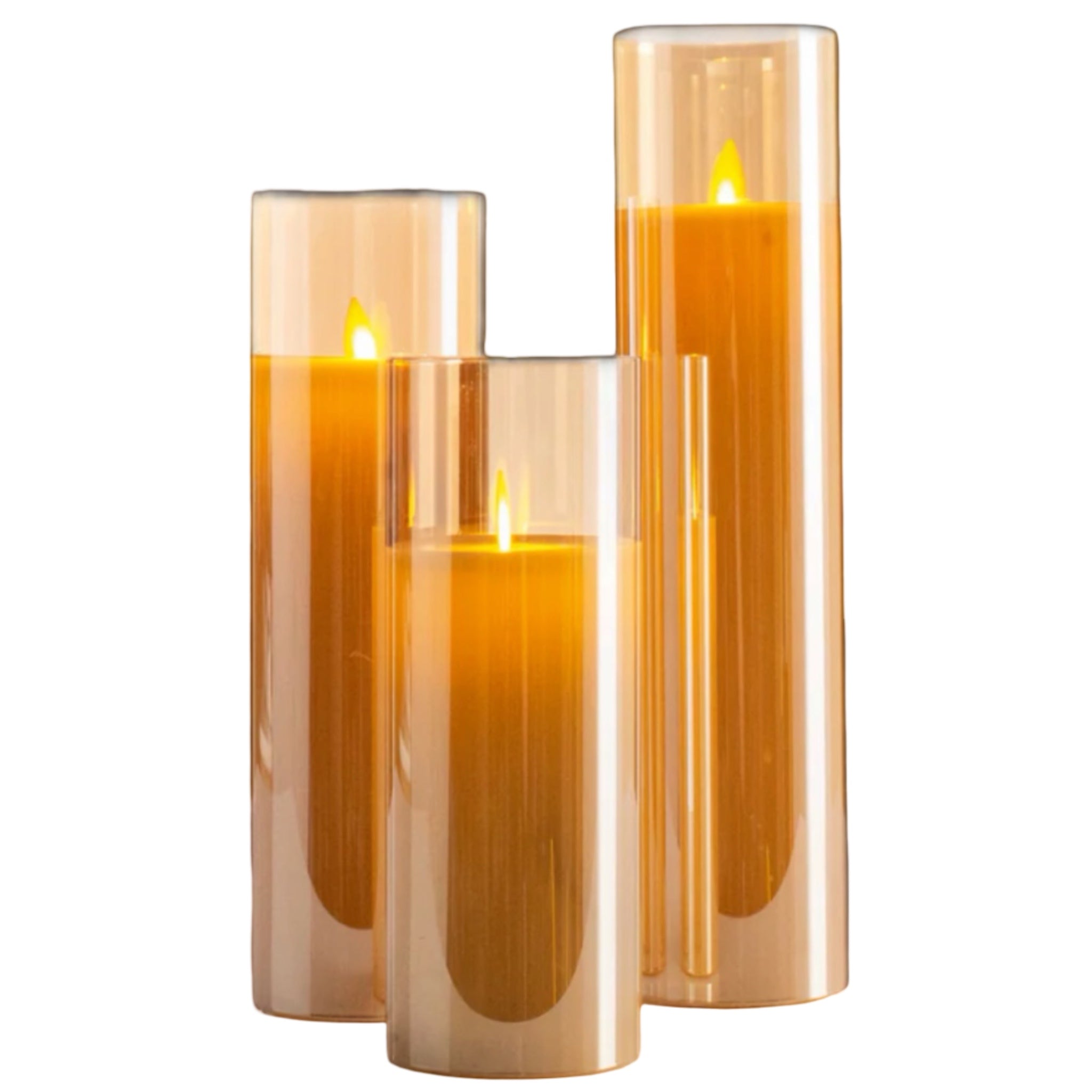 Assorted Slim Pillar Flameless Candle: Amber, INDIVIDUALLY SOLD