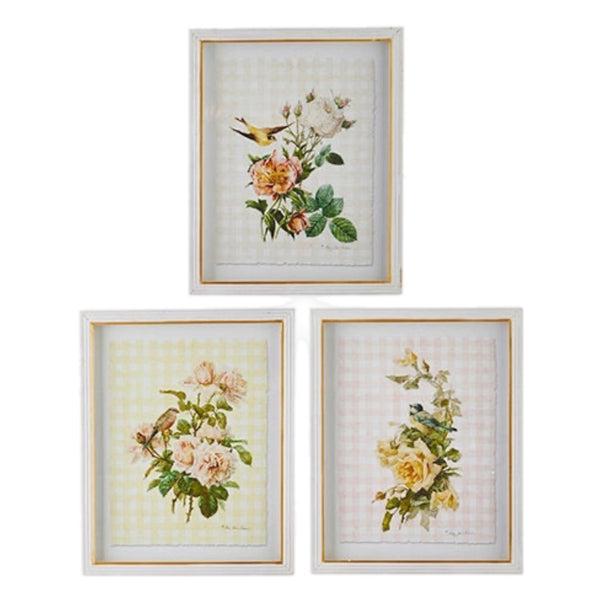 Assorted Flower With Bird Wall Print, INDIVIDUALLY SOLD