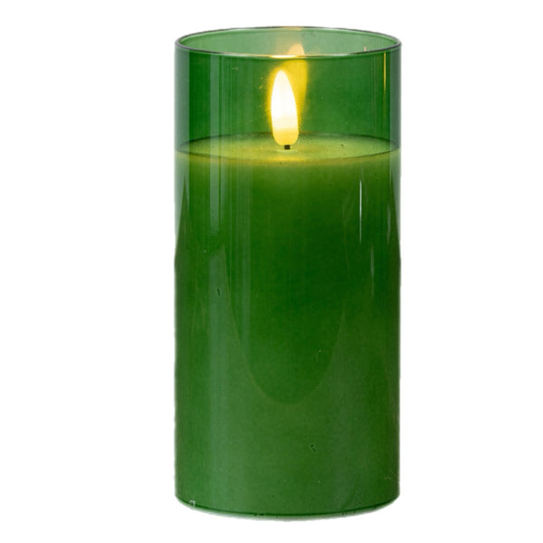 Assorted Pine Green Jar Pillar Flameless Candle, INDIVIDUALLY SOLD
