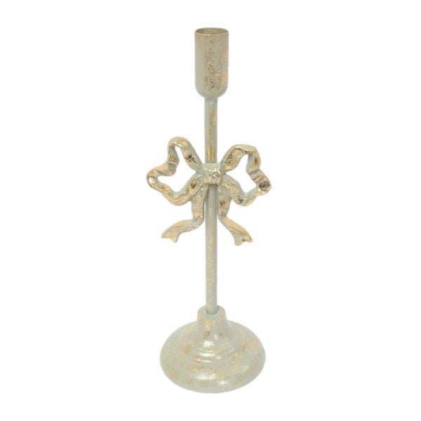 Assorted Antique Green & Gold Bow Taper Holder, INDIVIDUALLY SOLD