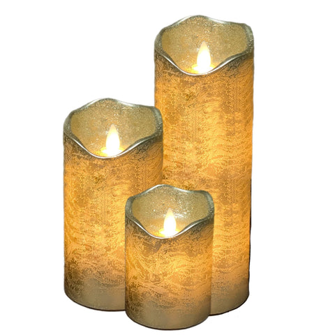 Assorted Gold Pillar Flameless Candle, INDIVIDUALLY SOLD