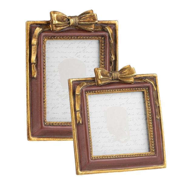 Assorted 4" X 4.5" Burgundy With Bow Photo Frame, INDIVIDUALLY SOLD