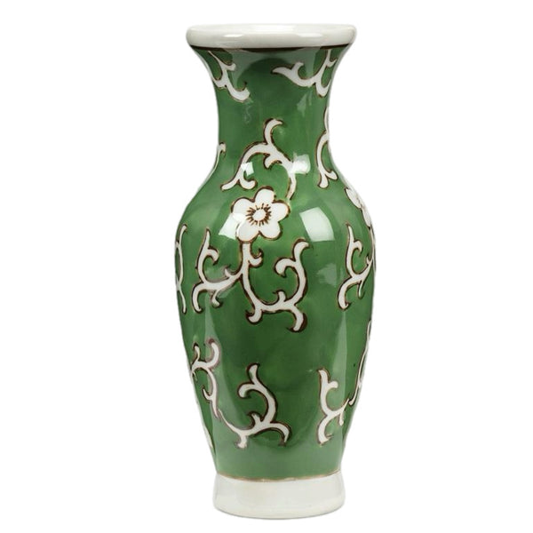 Assorted Green Vase With Flower Pattern, INDIVIDUALLY SOLD