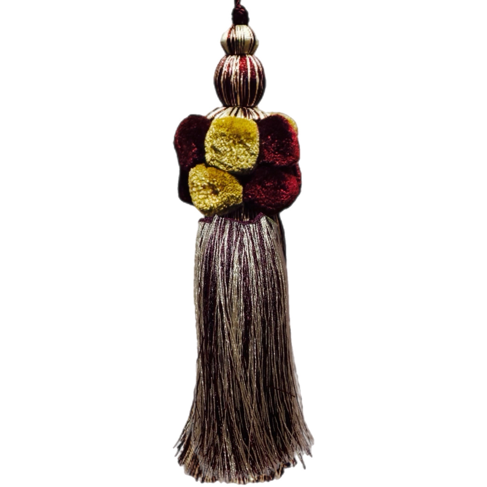 Burgundy Pom Pom Tassel