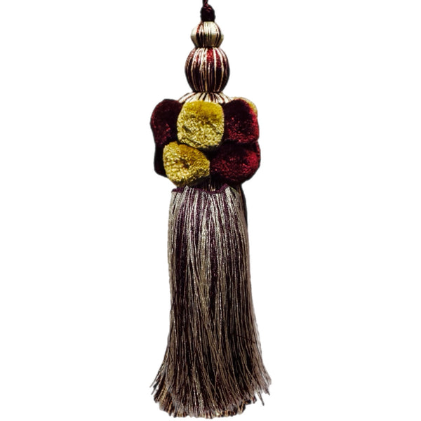 Burgundy Pom Pom Tassel