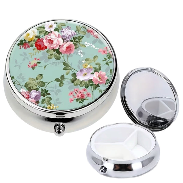 Round Floral Pillbox
