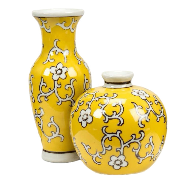 Assorted Yellow Vase With Flower Pattern, INDIVIDUALLY SOLD