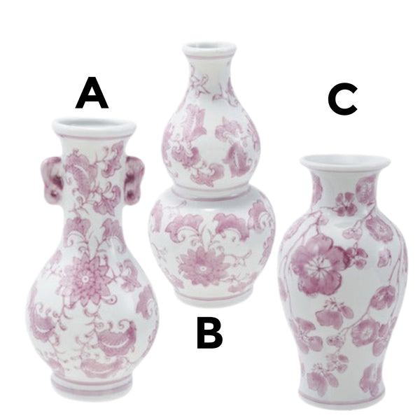 Assorted Lavender Chinoiserie Vases, INDIVIDUALLY SOLD