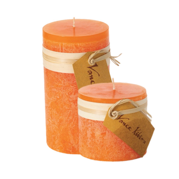 Assorted Tangerine Colour Pillar Candle, INDIVIDUALLY SOLD